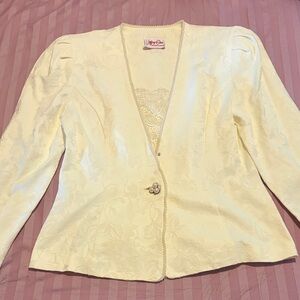 Vintage Ivory Women's Blazer Jacket with Pearl Button